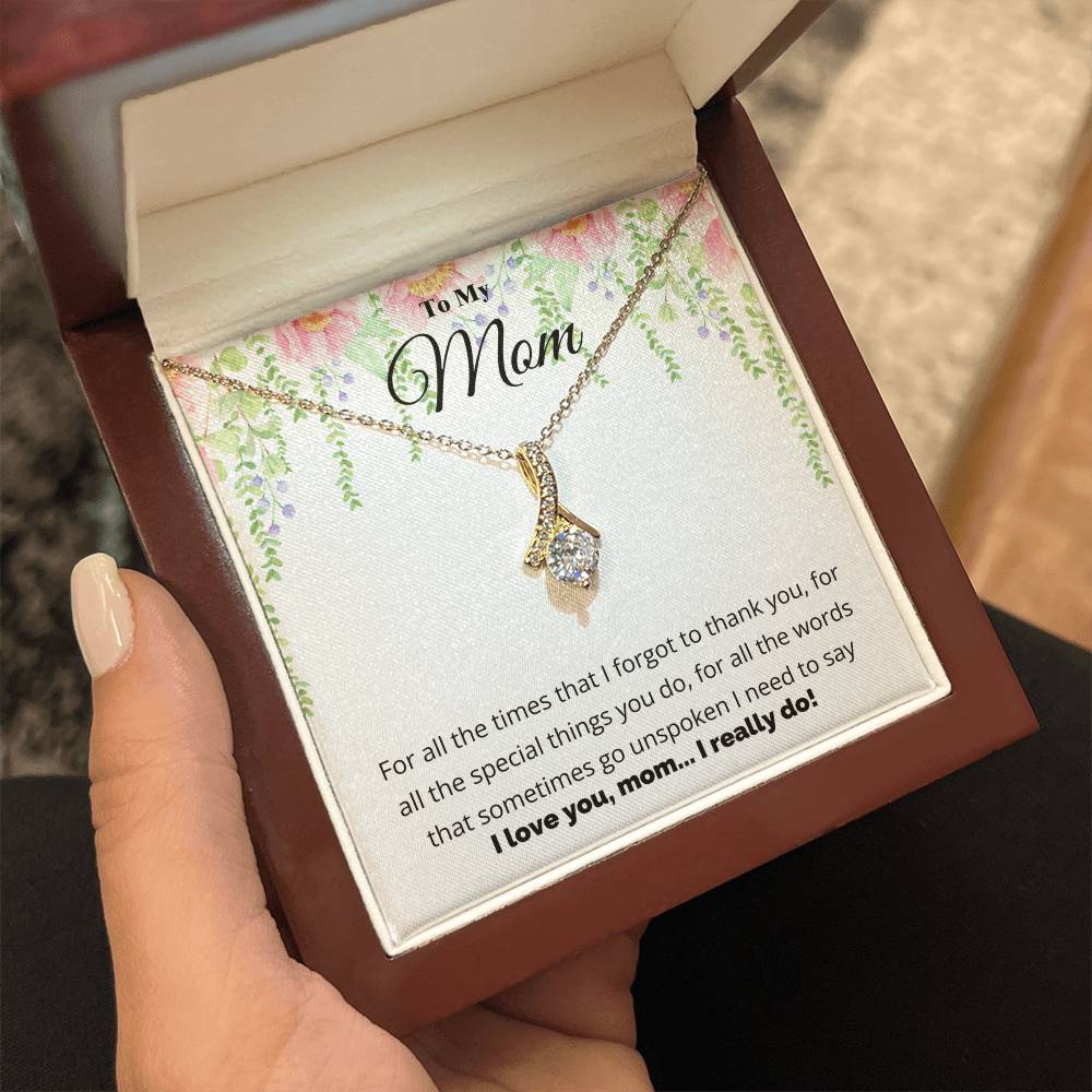 To My Mom – I Love You Necklace Gift with Message Card for Birthday, Mother’s Day, or Just Because