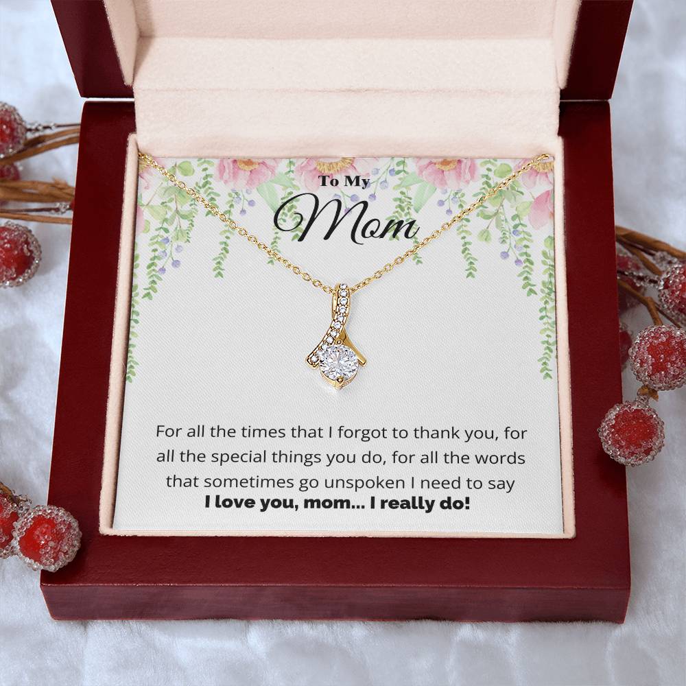 To My Mom – I Love You Necklace Gift with Message Card for Birthday, Mother’s Day, or Just Because