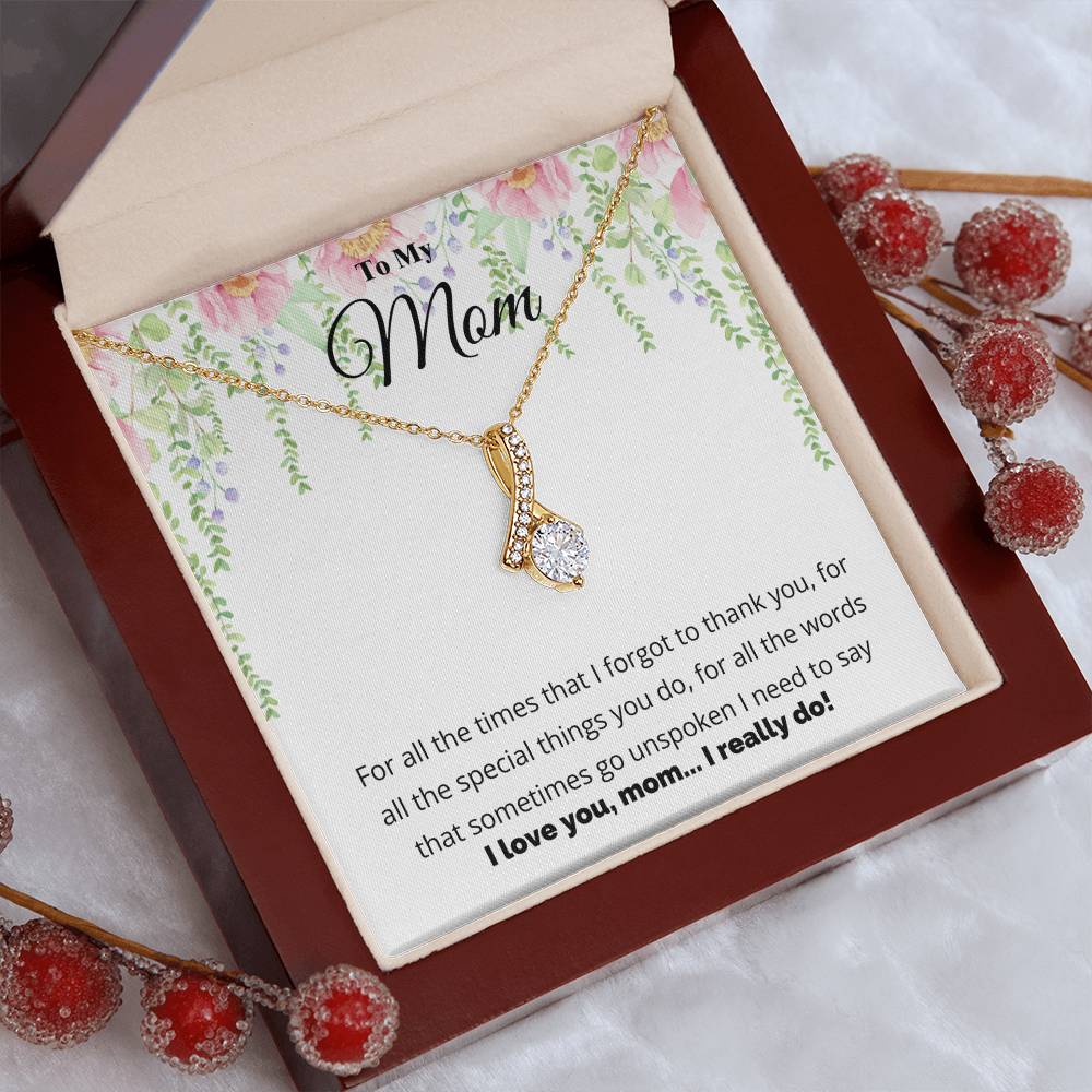 To My Mom – I Love You Necklace Gift with Message Card for Birthday, Mother’s Day, or Just Because