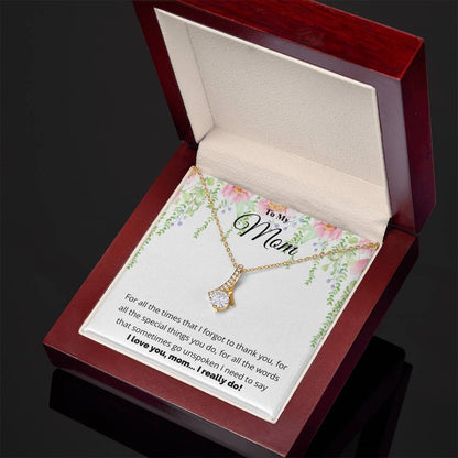 To My Mom – I Love You Necklace Gift with Message Card for Birthday, Mother’s Day, or Just Because