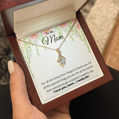 To My Mom – I Love You Necklace Gift with Message Card for Birthday, Mother’s Day, or Just Because