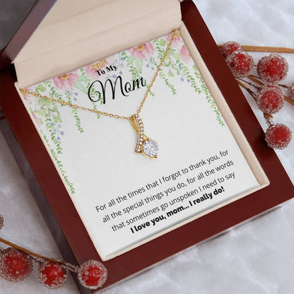 To My Mom – I Love You Necklace Gift with Message Card for Birthday, Mother’s Day, or Just Because