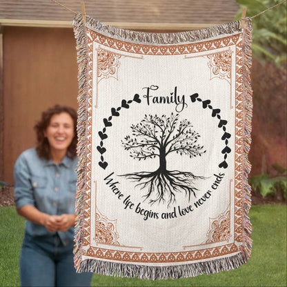 Family Roots, Celtic Tree Woven Blanket.