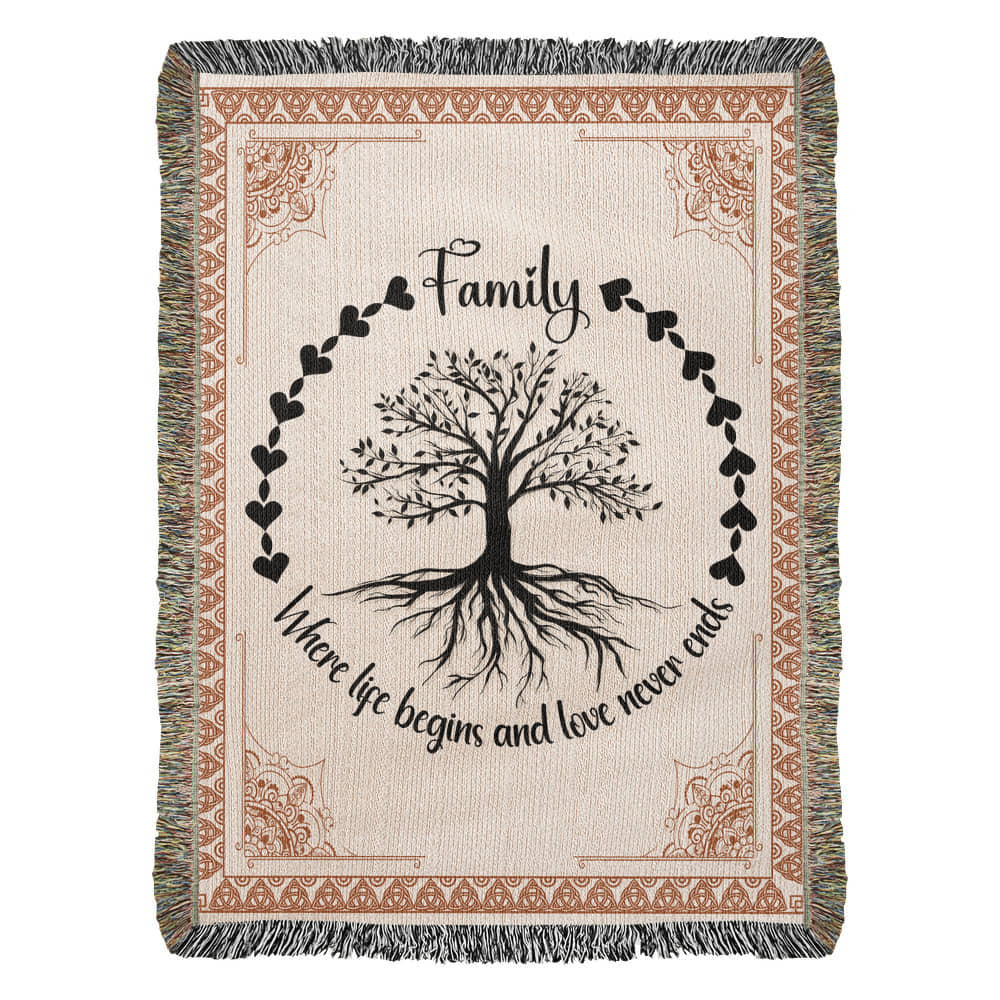 Family Roots, Celtic Tree Woven Blanket.
