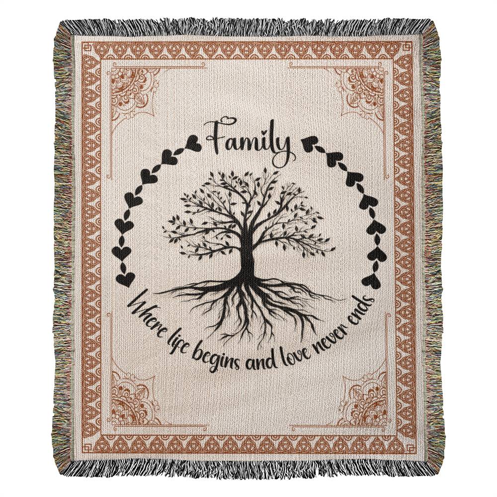 Family Roots, Celtic Tree Woven Blanket.