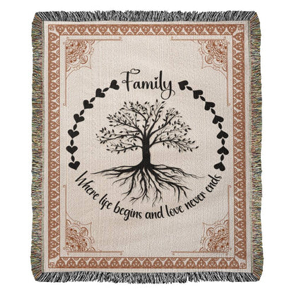 Family Roots, Celtic Tree Woven Blanket.