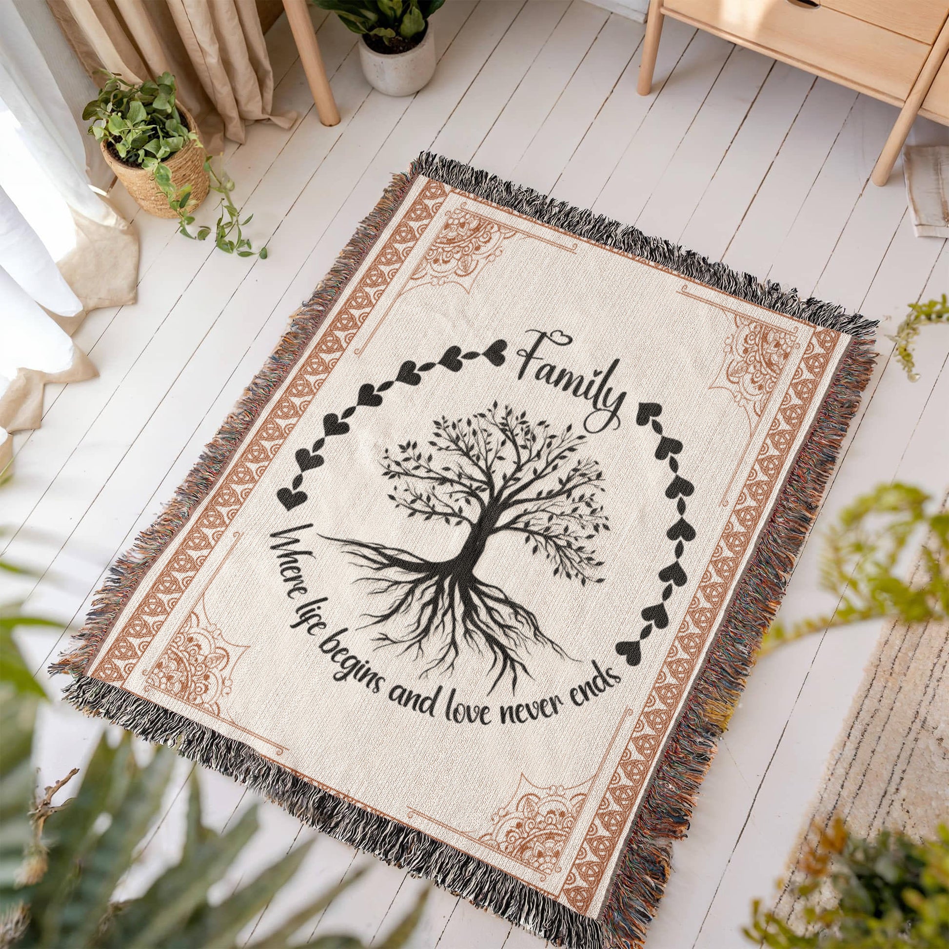 Family Roots, Celtic Tree Woven Blanket.