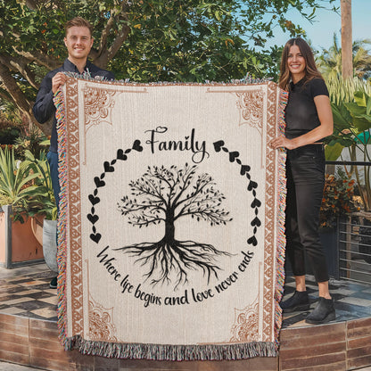 Family Roots, Celtic Tree Woven Blanket.