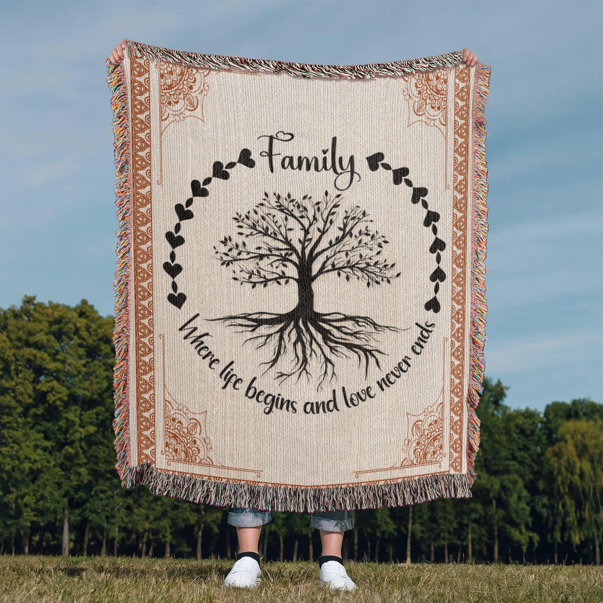 Family Roots, Celtic Tree Woven Blanket.