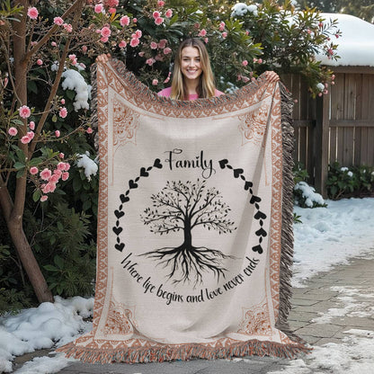 Family Roots, Celtic Tree Woven Blanket.